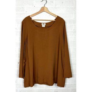 Vintage Dries Van Noten Women's Golden Brown Bronze Rayon Long Sleeve Top 44/L